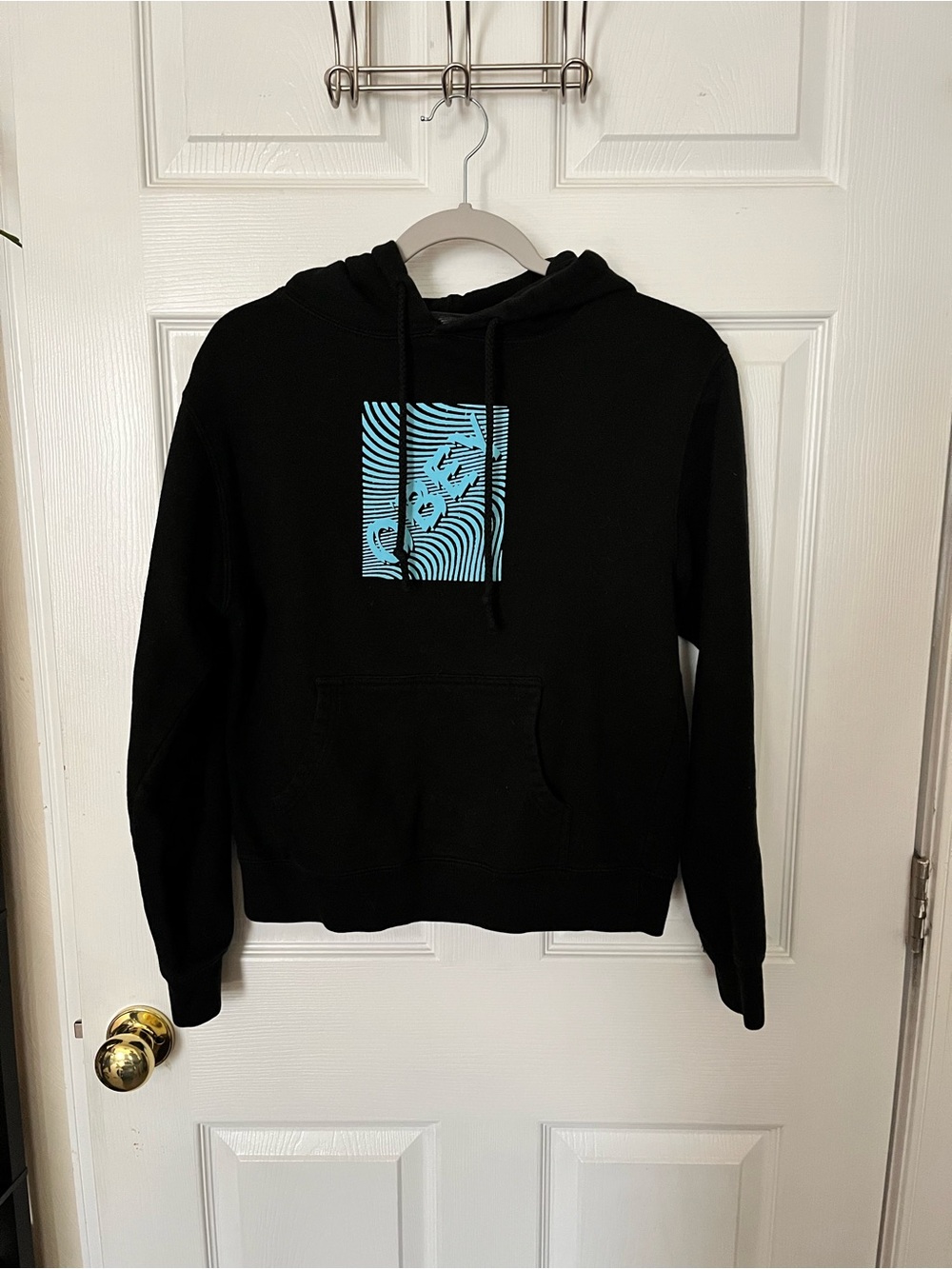 Obey Black Hoodie with Blue Graphic Square